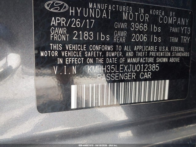 Продаж на аукціоні авто 2018 Hyundai Elantra Gt, vin: KMHH35LEXJU012385, номер лоту: 44887415