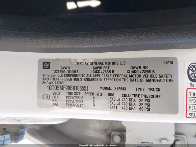 Продажа на аукционе авто 2011 Gmc Canyon Sle1, vin: 1GTD5MF90B8106551, номер лота: 44887425