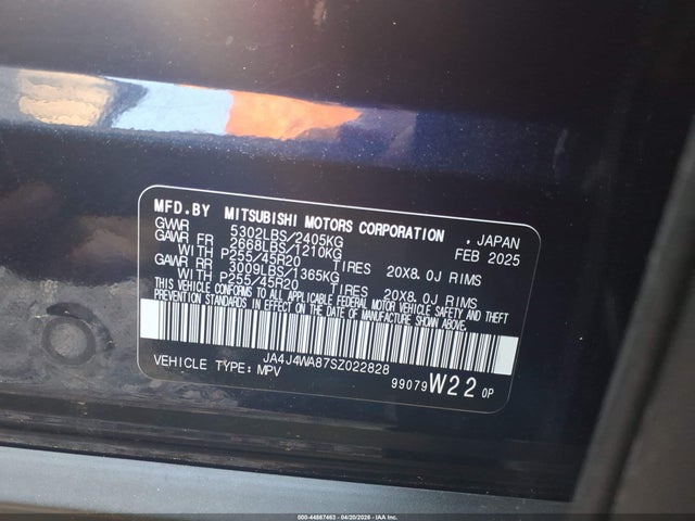 Продаж на аукціоні авто 2025 Mitsubishi Outlander Sel 2.5 S-awc, vin: JA4J4WA87SZ022828, номер лоту: 44887463
