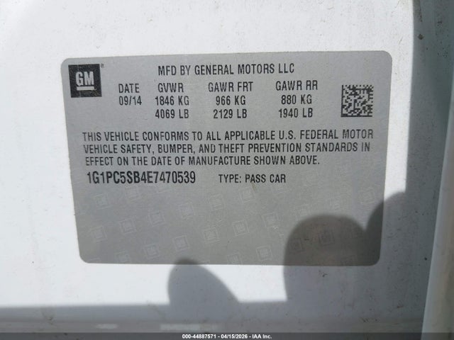 Aukcja sprzedaży 2014 Chevrolet Cruze 1lt Auto, vin: 1G1PC5SB4E7470539, numer aukcji: 44887571