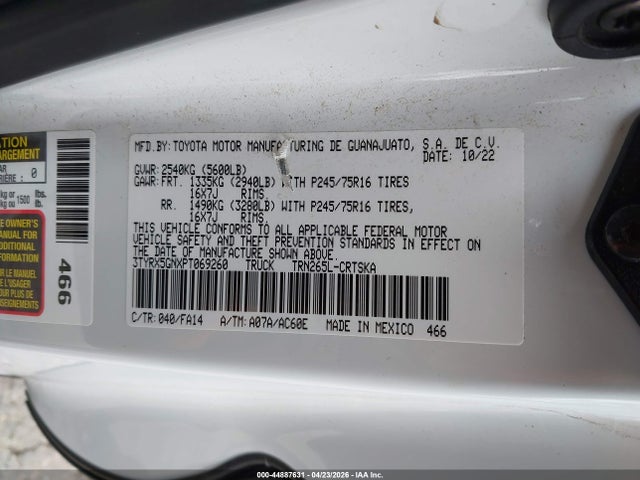 Aukcja sprzedaży 2023 Toyota Tacoma Sr, vin: 3TYRX5GNXPT069260, numer aukcji: 44887631