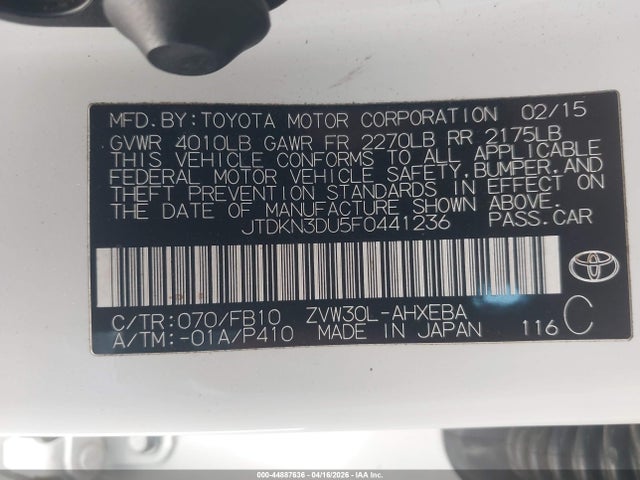 JTDKN3DU5F0441236 Toyota Prius