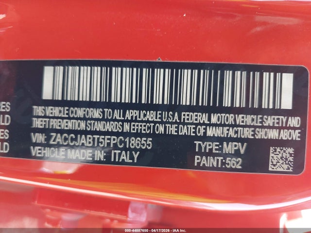 Aukcja sprzedaży 2015 Jeep Renegade Latitude, vin: ZACCJABT5FPC18655, numer aukcji: 44887650