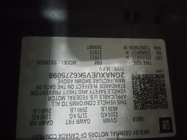 2GNAXUEV5K6275098 Chevrolet EQUINOX LT