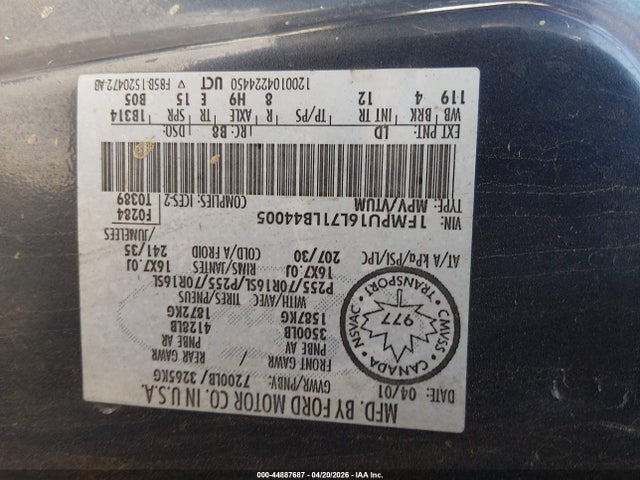 Aukcja sprzedaży 2001 Ford Expedition Xlt, vin: 1FMPU16L71LB44005, numer aukcji: 44887687