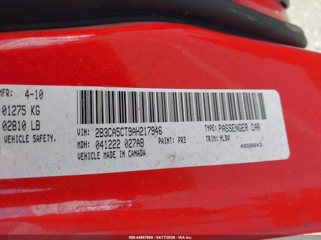 Aukcja sprzedaży 2010 Dodge Charger R/t, vin: 2B3CA5CT9AH217946, numer aukcji: 44887688