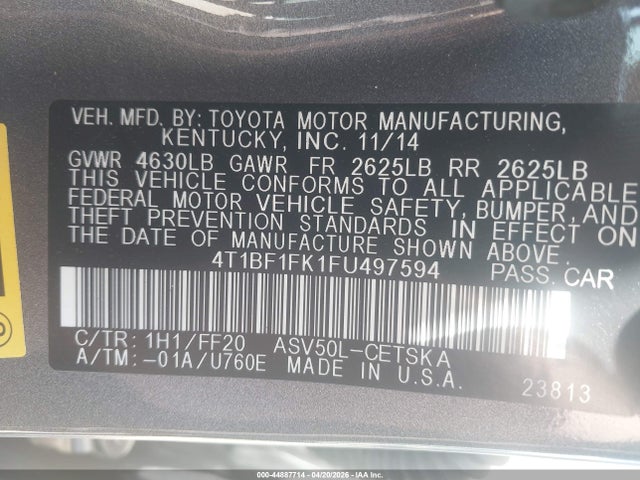 4T1BF1FK1FU497594 Toyota CAMRY SE