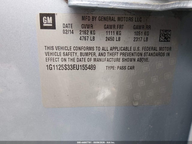 Aukcja sprzedaży 2014 Chevrolet Impala 2lt, vin: 1G1125S33EU155489, numer aukcji: 44887761