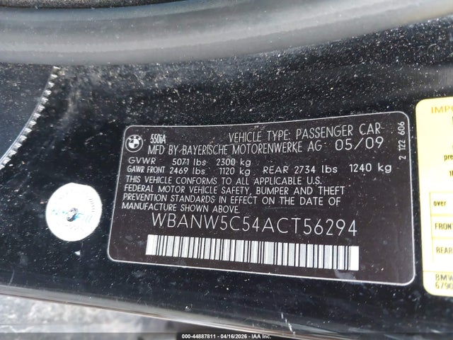 Aukcja sprzedaży 2010 Bmw 550i, vin: WBANW5C54ACT56294, numer aukcji: 44887811