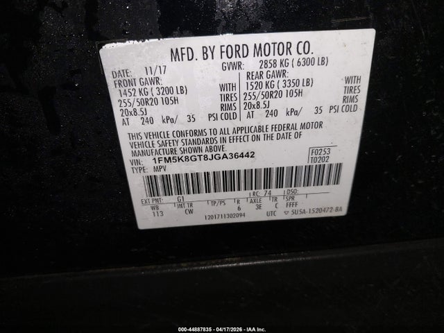 Ford EXPLORER SPORT 2018 1FM5K8GT8JGA36442 Image 9