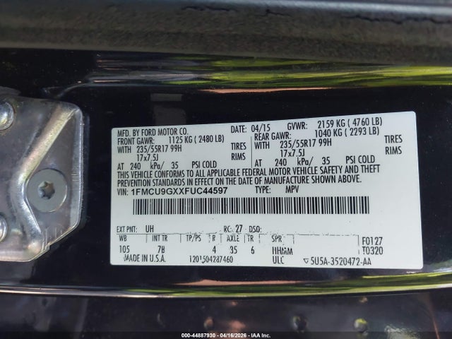 2015 FORD ESCAPE 1FMCU9GXXFUC44597 Photo 8