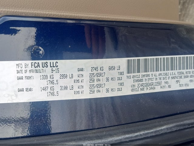2C4RDGBGXGR122587 Dodge Grand Caravan Se