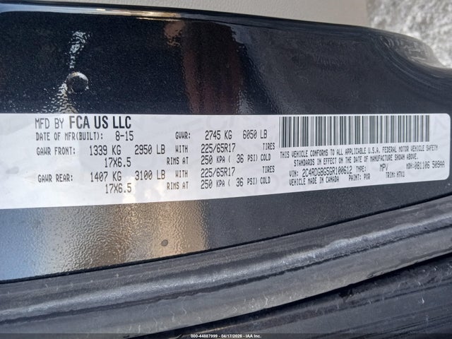 Aukcja sprzedaży 2016 Dodge Grand Caravan Se, vin: 2C4RDGBG5GR100612, numer aukcji: 44887999