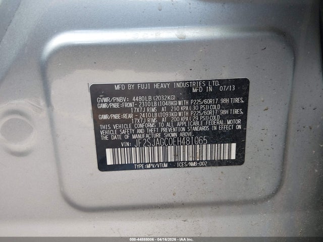 Продажа на аукционе авто 2014 Subaru Forester 2.5i Premium, vin: JF2SJAGC0EH481065, номер лота: 44888006