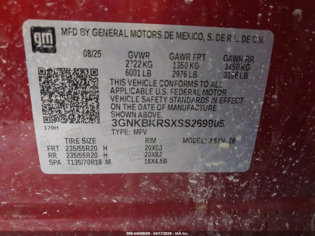 Aukcja sprzedaży 2025 Chevrolet Blazer Awd Rs, vin: 3GNKBKRSXSS269905, numer aukcji: 44888009