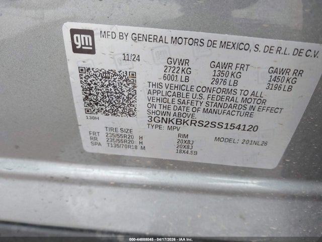 Продаж на аукціоні авто 2025 Chevrolet Blazer Awd Rs, vin: 3GNKBKRS2SS154120, номер лоту: 44888045