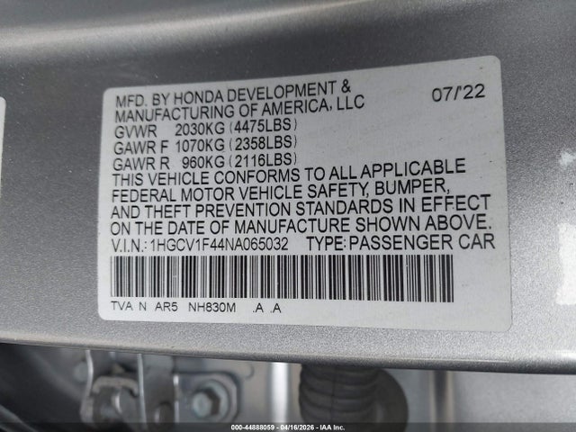 1HGCV1F44NA065032 Honda Accord Sport Special Edition