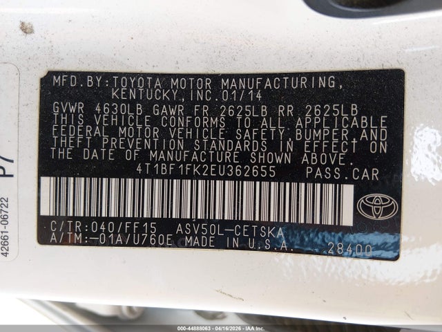 Toyota CAMRY SE 2014 4T1BF1FK2EU362655 Image 9