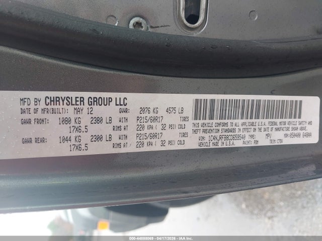 44888069 :رقم المزاد ، 1C4NJRFB8CD659540 vin ، 2012 Jeep Patriot Latitude مزاد بيع