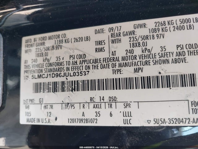 Lincoln Mkc Premiere 2018 5LMCJ1D96JUL03537 Image 9