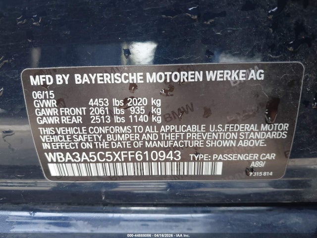 Продаж на аукціоні авто 2015 Bmw 328i, vin: WBA3A5C5XFF610943, номер лоту: 44888086