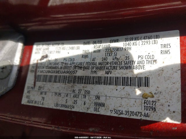 Продаж на аукціоні авто 2014 Ford Escape Se, vin: 1FMCU9GX9EUA90057, номер лоту: 44888091
