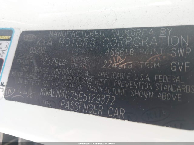 Aukcja sprzedaży 2014 Kia Cadenza Premium, vin: KNALN4D75E5129372, numer aukcji: 44888152