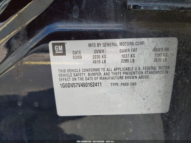 Aukcja sprzedaży 2009 Cadillac Cts Standard, vin: 1G6DV57V490162411, numer aukcji: 44888189
