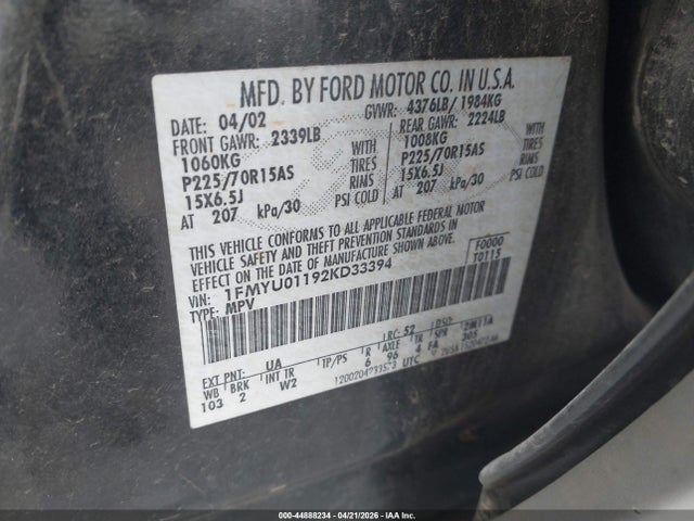 2002 FORD ESCAPE 1FMYU01192KD33394 Photo 8