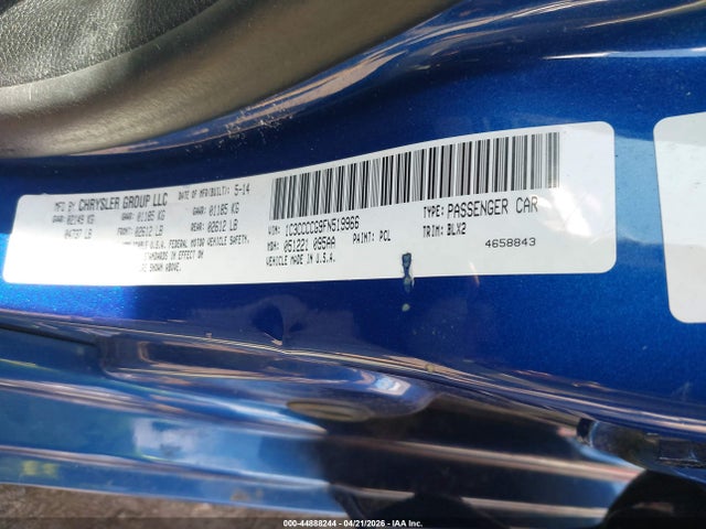 2015 Chrysler 200 C მანქანა იყიდება აუქციონზე, vin: 1C3CCCCG9FN519966, აუქციონის ნომერი: 44888244