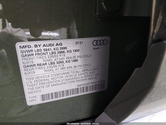 Aukcja sprzedaży 2021 Audi Q5 Premium Plus 55 Tfsi E Quattro S Tronic, vin: WA1E2AFY5M2132954, numer aukcji: 44888250
