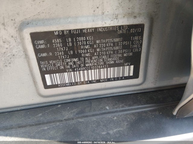 Aukcja sprzedaży 2013 Subaru Outback 2.5i Premium, vin: 4S4BRCCC1D3284423, numer aukcji: 44888262