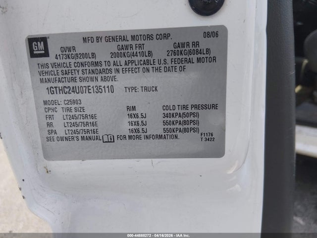Продаж на аукціоні авто 2007 Gmc Sierra 2500hd Classic Sl, vin: 1GTHC24U07E135110, номер лоту: 44888272