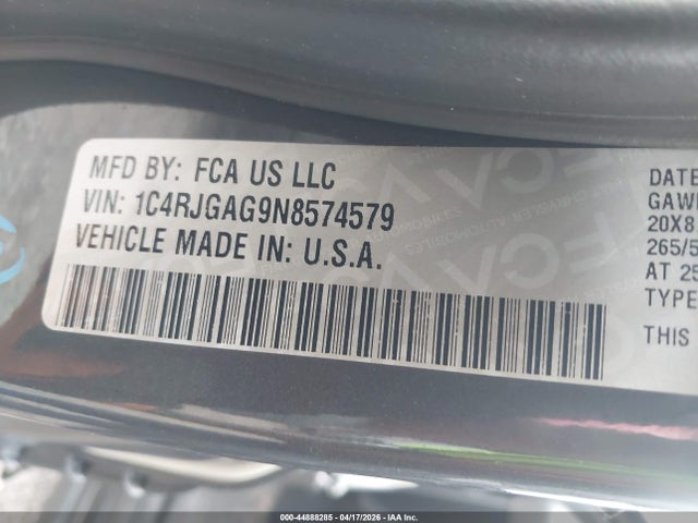 44888285 :رقم المزاد ، 1C4RJGAG9N8574579 vin ، 2022 Jeep Grand Cherokee Altitude 4x2 مزاد بيع