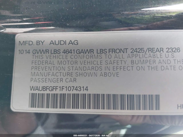 Aukcja sprzedaży 2015 Audi S3 2.0t Premium Plus, vin: WAUBFGFF1F1074314, numer aukcji: 44888331
