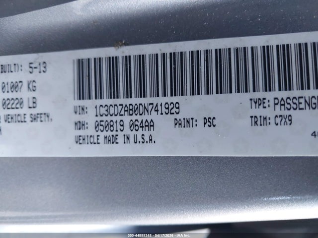 Продажа на аукционе авто 2013 Dodge Avenger Se, vin: 1C3CDZAB0DN741929, номер лота: 44888348