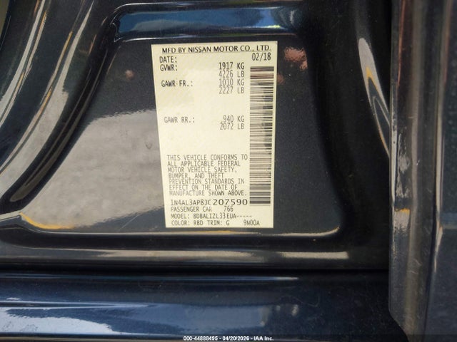 1N4AL3AP8JC207590 Nissan Altima 2.5 Sv