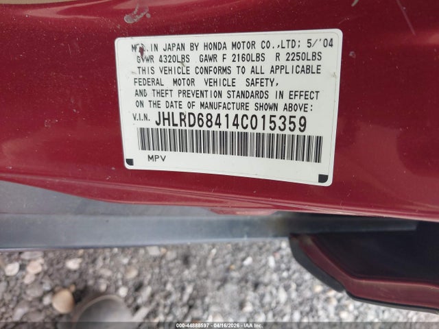 Aukcja sprzedaży 2004 Honda Cr-v Lx, vin: JHLRD68414C015359, numer aukcji: 44888597