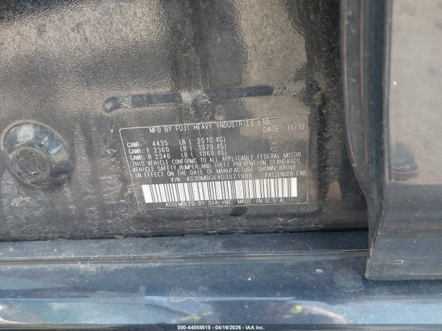 44888615 :رقم المزاد ، 4S3BMBG64D3021988 vin ، 2013 Subaru Legacy 2.5i Premium مزاد بيع