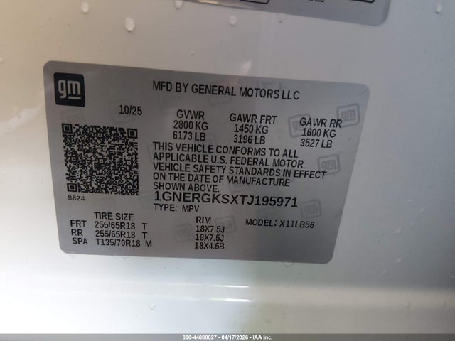 44888627 :رقم المزاد ، 1GNERGKSXTJ195971 vin ، 2026 Chevrolet Traverse Fwd Lt مزاد بيع