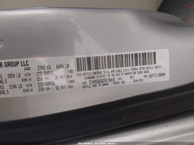 Продажа на аукционе авто 2012 Dodge Grand Caravan Se/avp, vin: 2C4RDGBG6CR178035, номер лота: 44888629