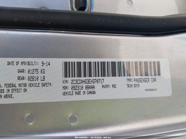2C3CDXHG3EH370717 Dodge Charger Sxt