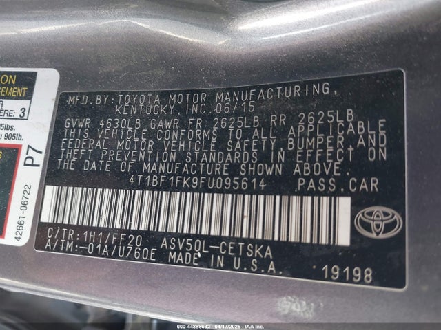 4T1BF1FK9FU095614 Toyota CAMRY SE