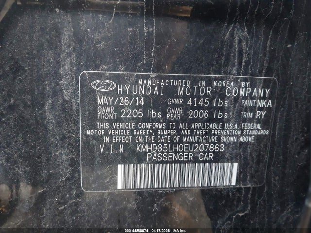 44888674 :رقم المزاد ، KMHD35LH0EU207863 vin ، 2014 Hyundai Elantra Gt مزاد بيع