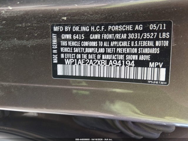 2011 PORSCHE CAYENNE HYBRID WP1AE2A2XBLA94194 Photo 8