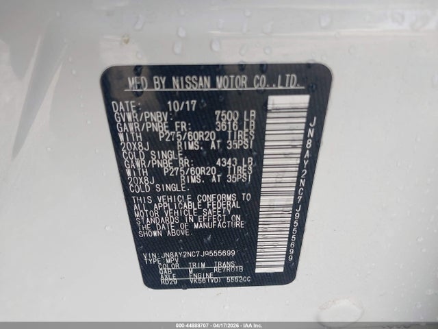 Nissan Armada Platinum 2018 JN8AY2NC7J9555699 Image 9