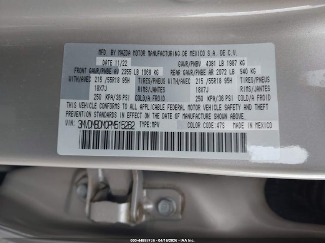 44888736 :رقم المزاد ، 3MVDMBDM0PM515262 vin ، 2023 Mazda Cx-30 2.5 S Premium مزاد بيع