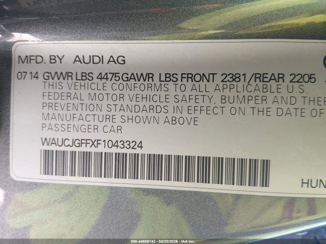 Aukcja sprzedaży 2015 Audi A3 2.0 Tdi Premium, vin: WAUCJGFFXF1043324, numer aukcji: 44888742