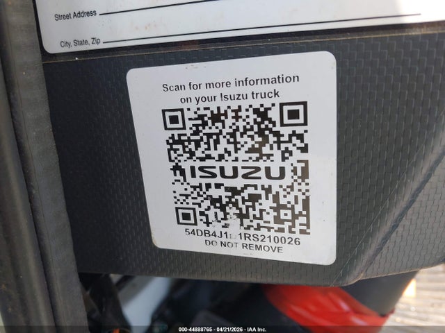 Aukcja sprzedaży 2024 Isuzu Npr, vin: 54DB4J1D1RS210026, numer aukcji: 44888765