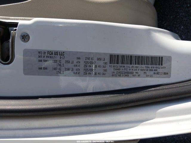 44888878 :رقم المزاد ، 2C4RDGCG0HR864660 vin ، 2017 Dodge Grand Caravan Sxt مزاد بيع